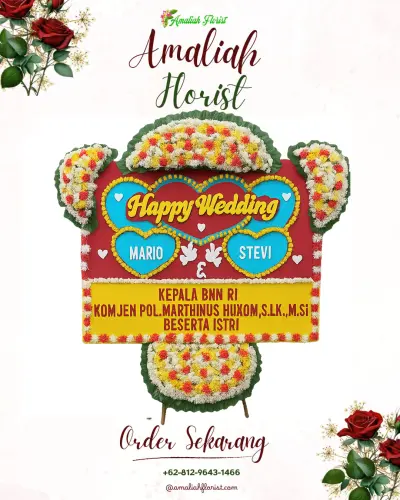 Karangan Papan Bunga Pernikahan di Menggoro
